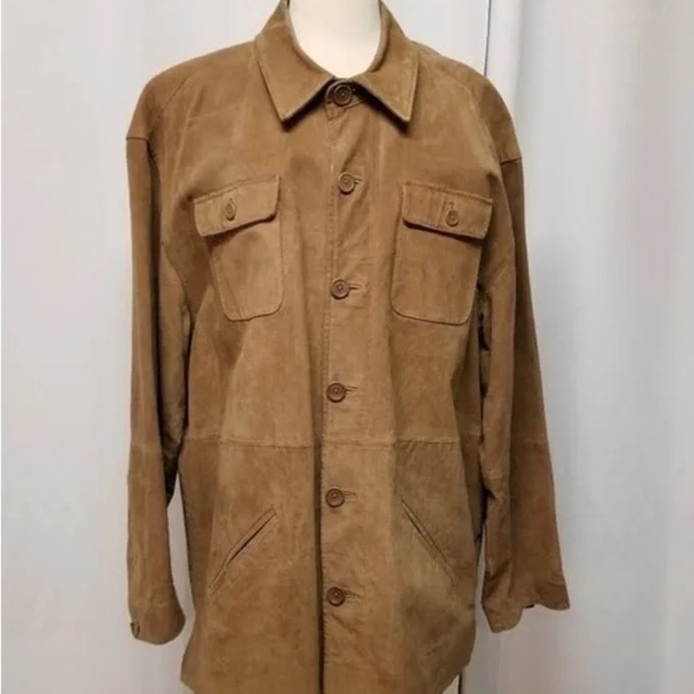 Casual Corner Vintage Leather Suede Belted Jacket Coat Tan Women’s Size XL